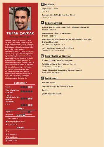 Makine Mühendisi Cv Örnekleri cv indir